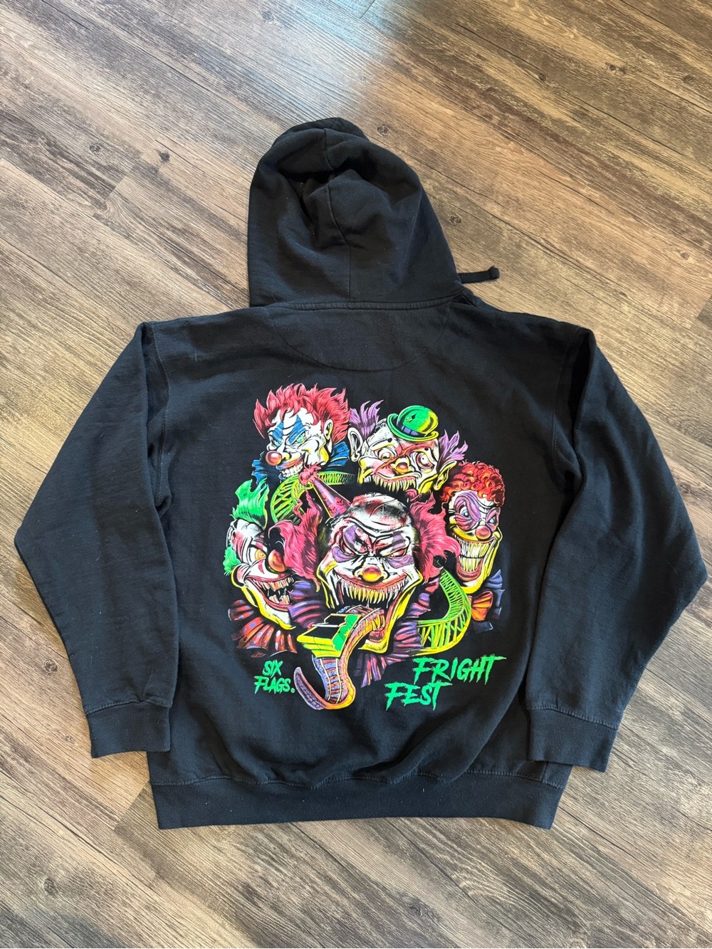 Six Flags Fright Fest  Scary Clowns Hoodie Sweater Sweatshirt Halloween Horror L
